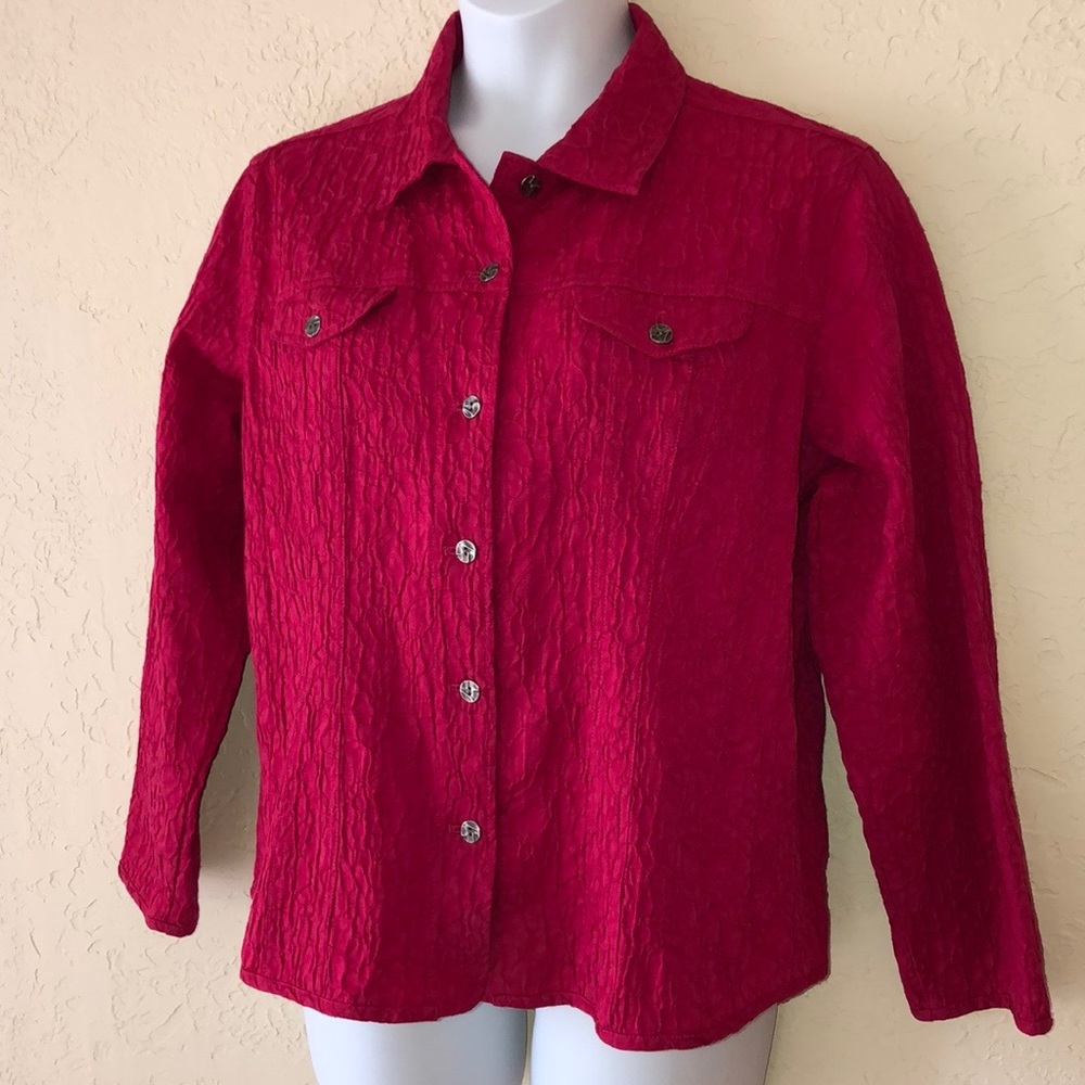 CHICOS fuchsia jacket top XL 16 Like New!